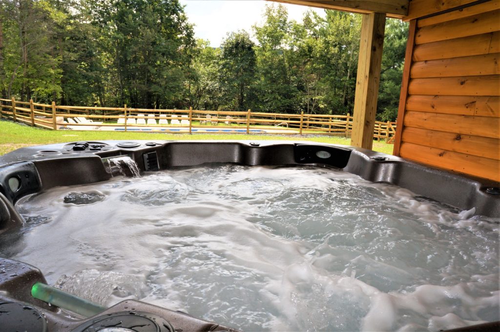 A hot tub turned on