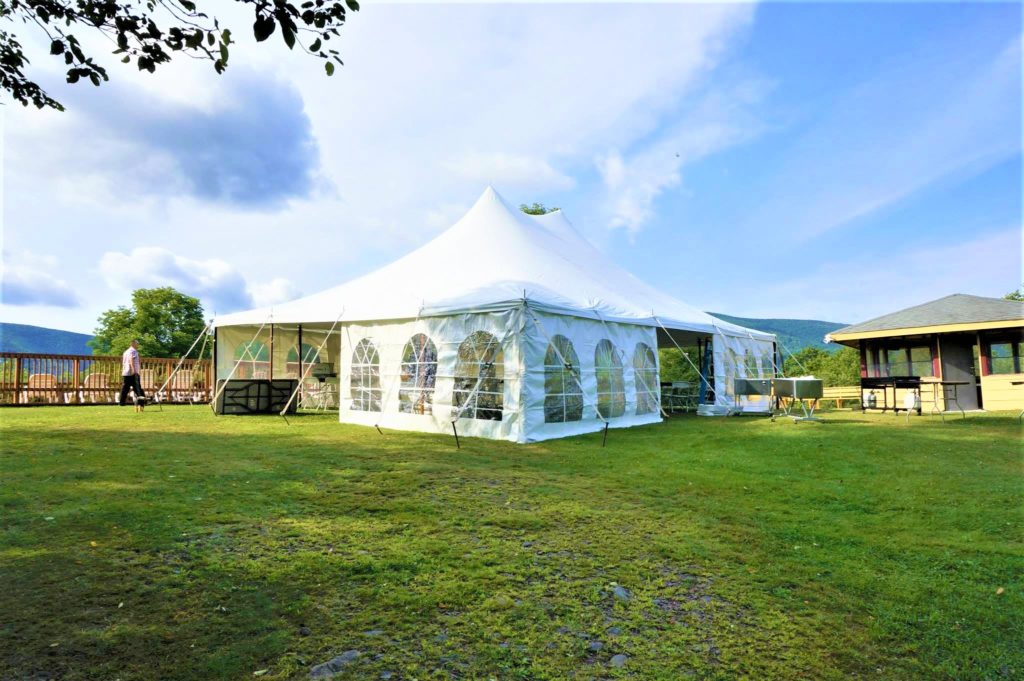 A large white canopy tent