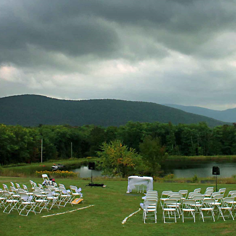 Beautiful view of a wedding spot with so many chairs