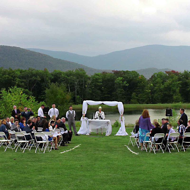 A beautiful wedding event with so many people sitting