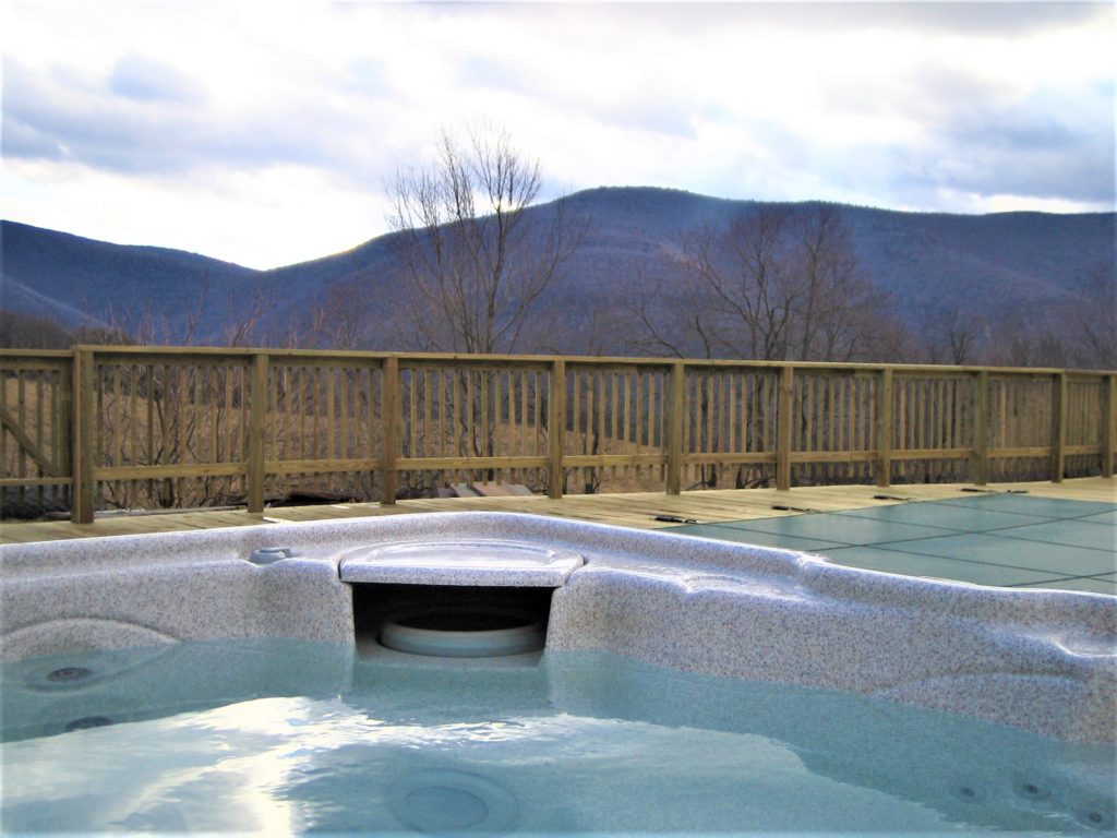The mountain view from a hot tub